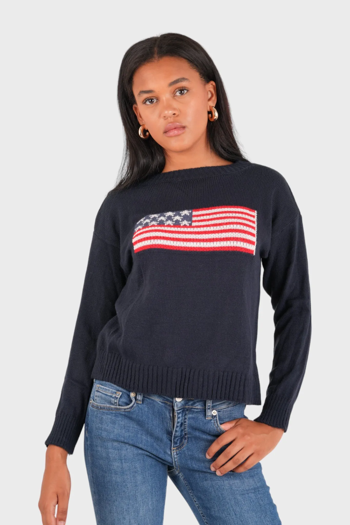 Flag sweater navy