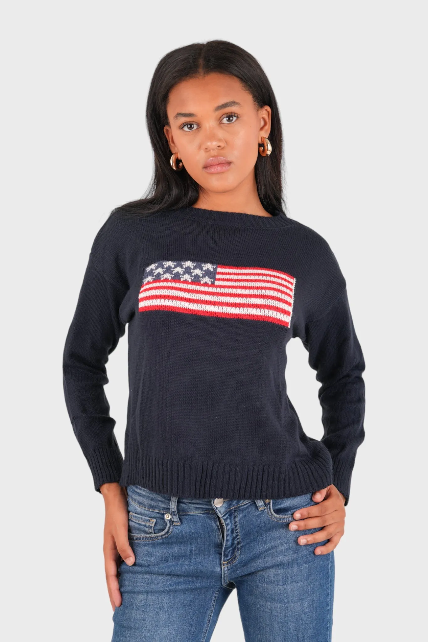 Flag sweater navy