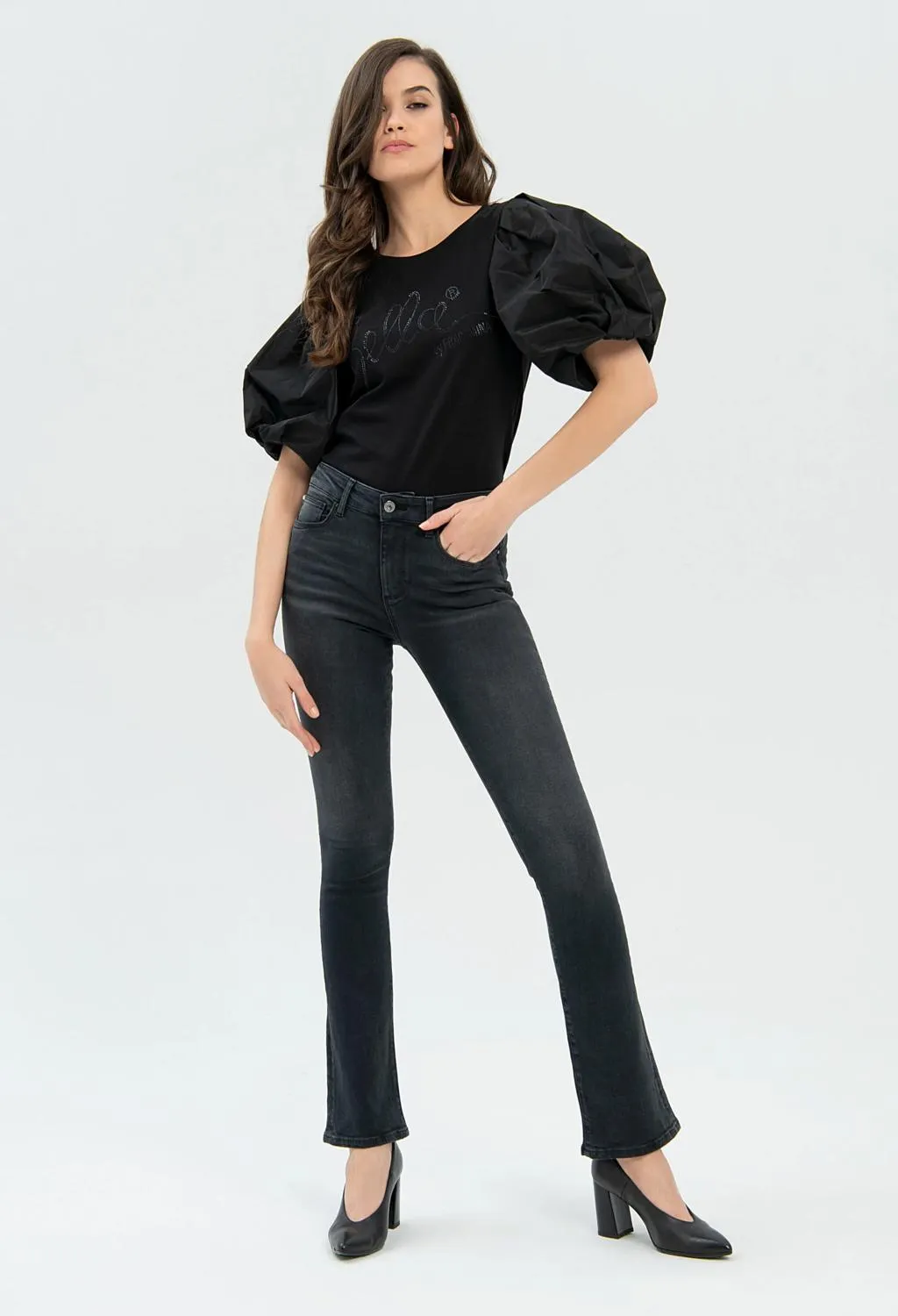 fracomina  jeans bella a zampa nero