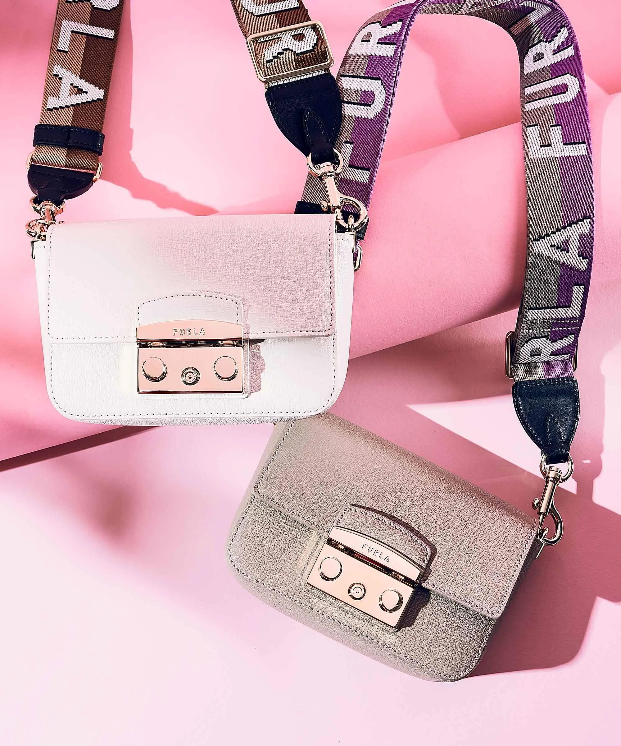  Furla Metropolis Mini Borsa a tracolla pelle granulata avorio  