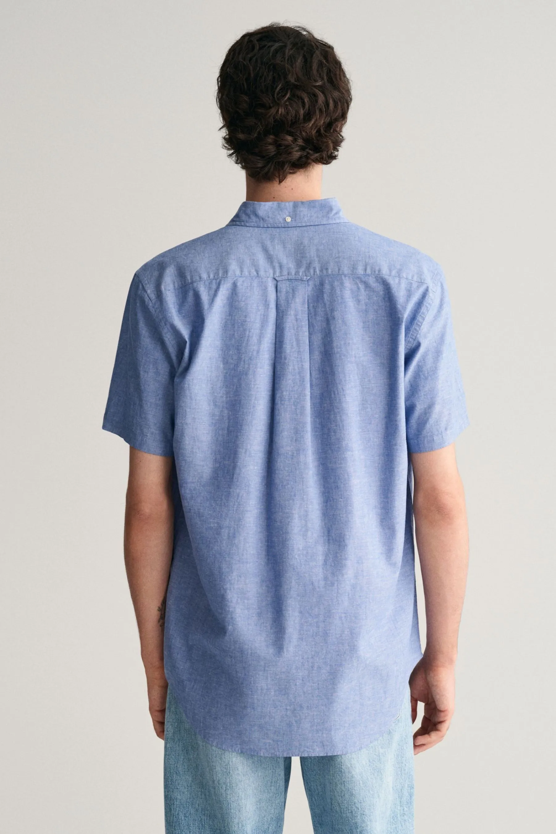 GANT regular  - Camicia in Manica corta di cotone e lino