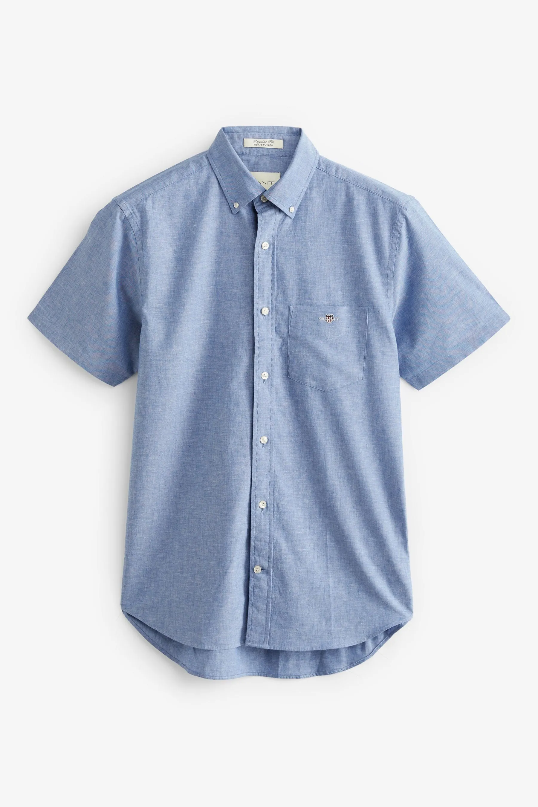 GANT regular  - Camicia in Manica corta di cotone e lino