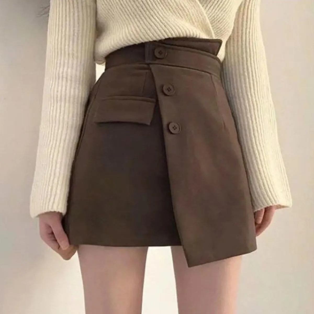 Gonna asimmetrica nera Inverno Abbigliamento invernale Minigonna Gonna asimmetrica Gonne invernali