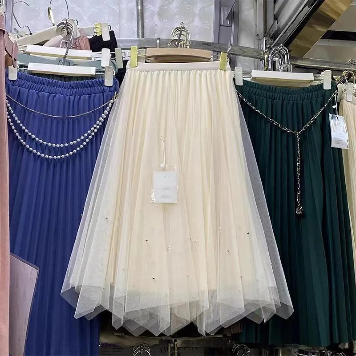Gonna lunga Moda Harajuku Kawaii  Midi Maxi Gonna in tulle Primavera Autunno Vita alta Streetwear Gonna nera rosa