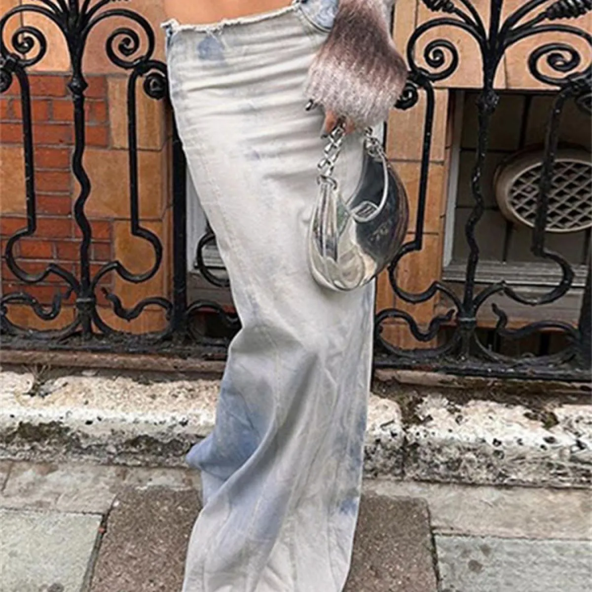 Gonna maxi in denim alla moda per donna a vita bassa High Street divisa gonna lunga casual outfit elegante Deni estivo rotto