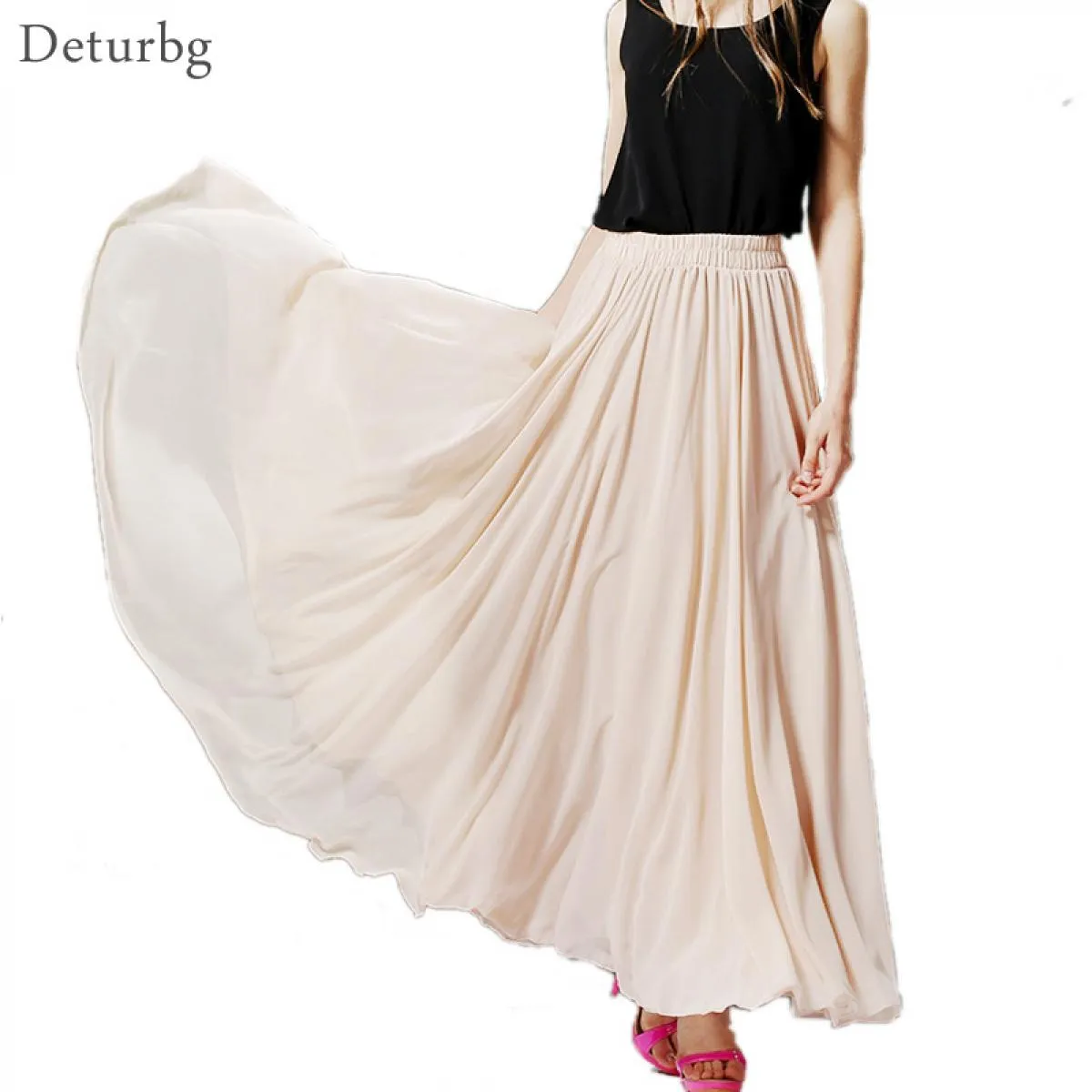 Gonne Boho in chiffon Gonna lunga in chiffon Boho con volant da donna Stile 3
