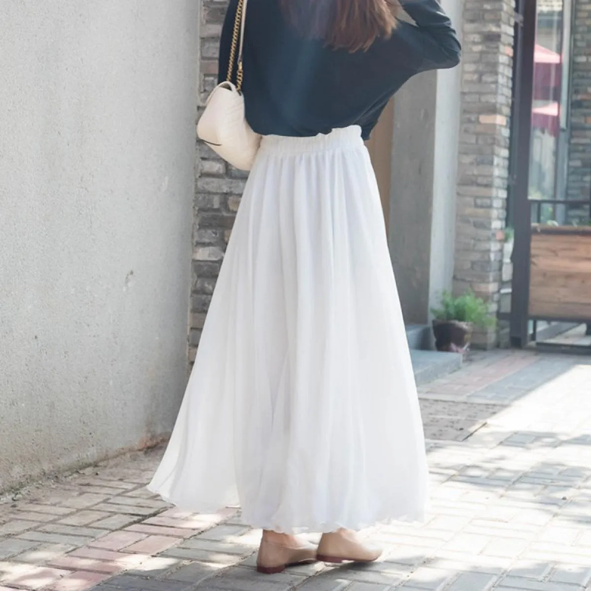 Gonne Boho in chiffon Gonna lunga in chiffon Boho con volant da donna Stile 3