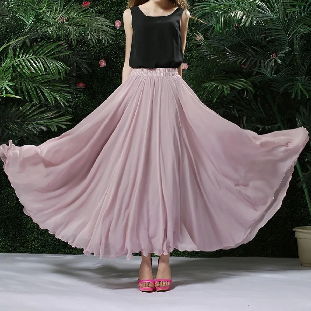 Gonne Boho in chiffon Gonna lunga in chiffon Boho con volant da donna Stile 3