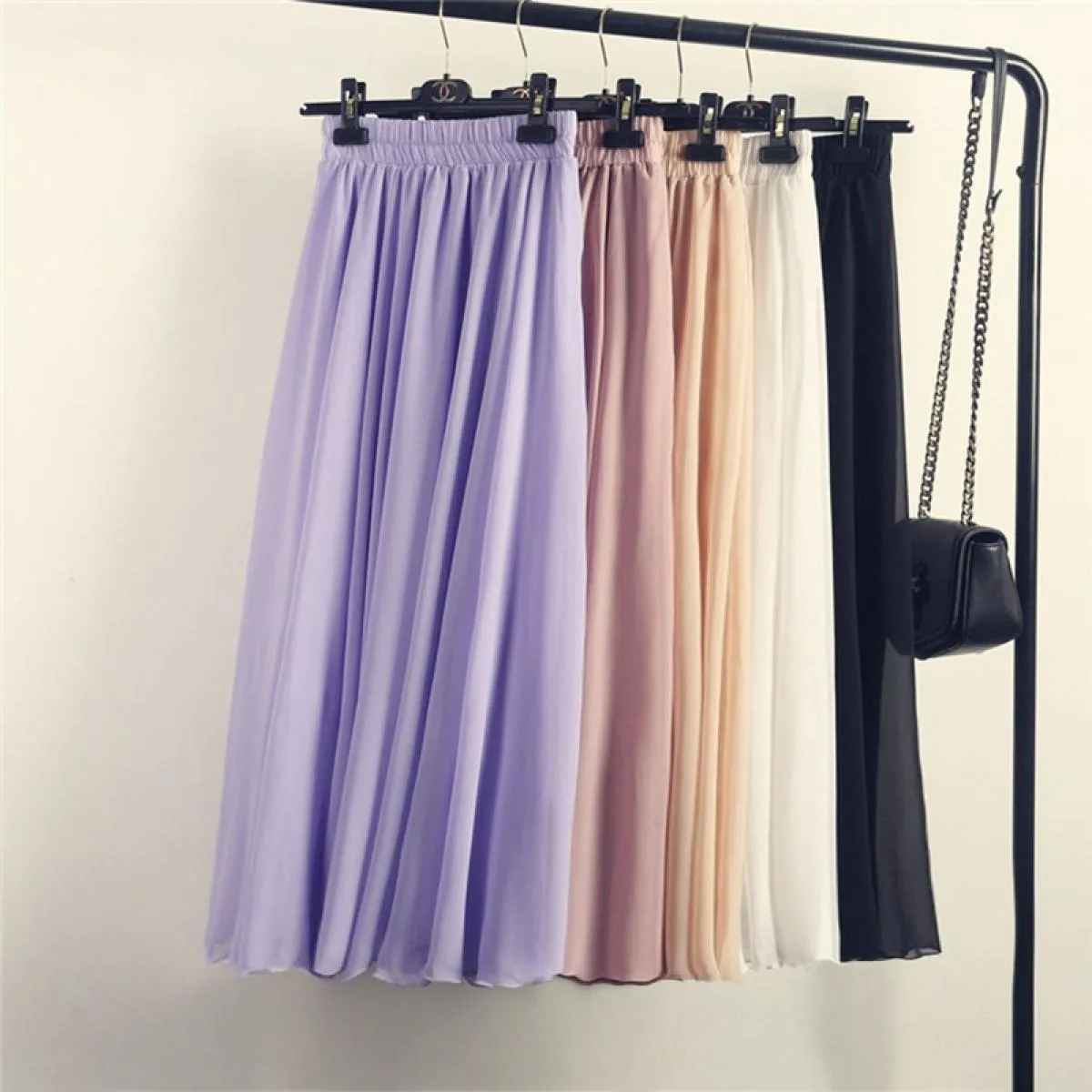 Gonne Boho in chiffon Gonna lunga in chiffon Boho con volant da donna Stile 3