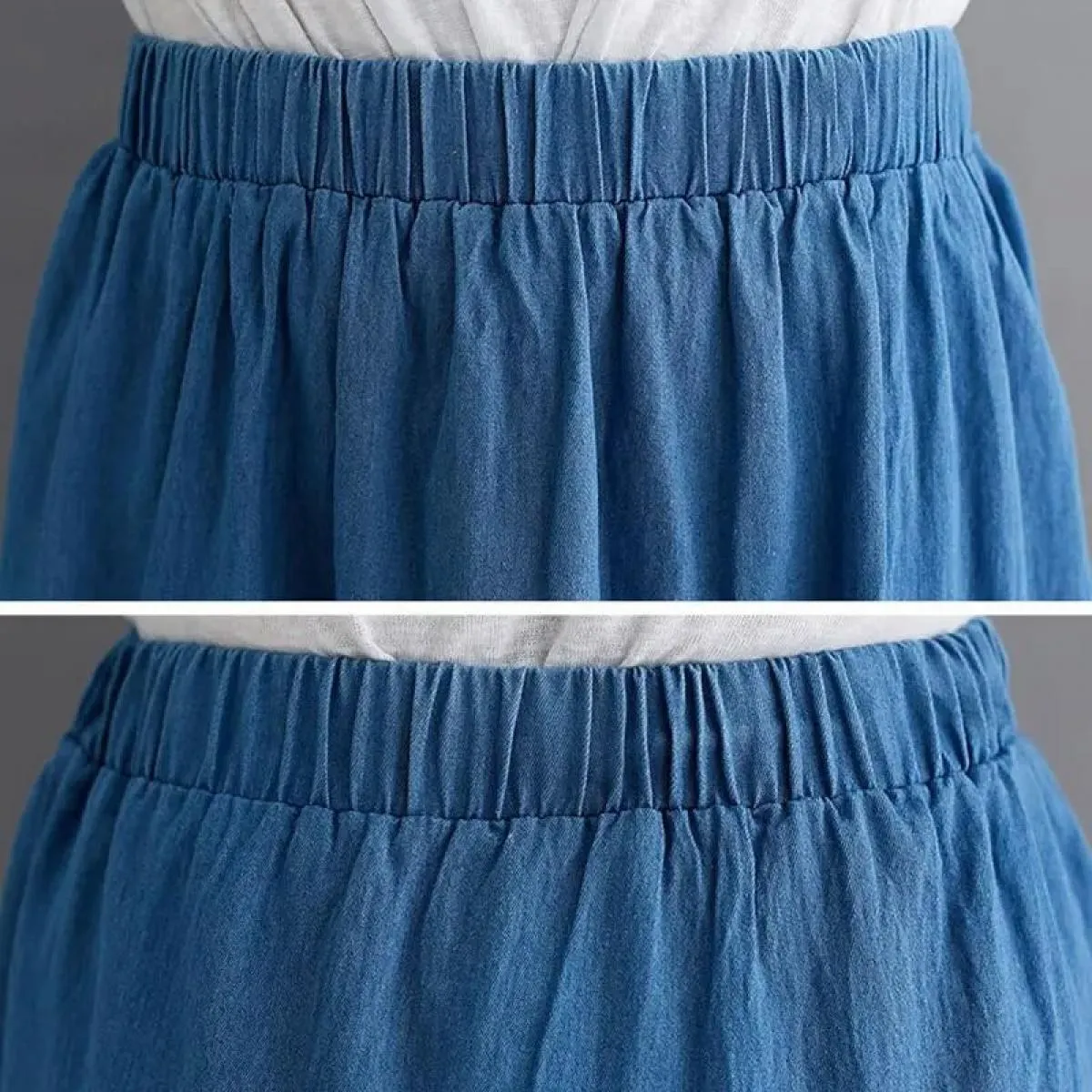 Gonne vintage larghe e chic per le donne Gonna lunga da donna elegante da ufficio a vita alta Gonna di jeans blu moda