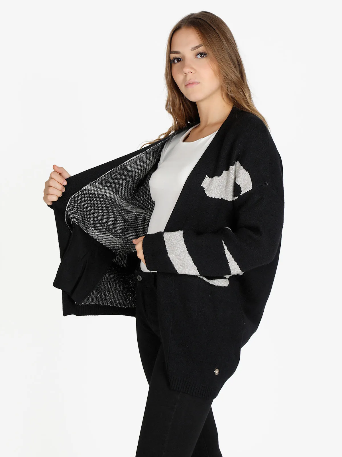 Griffai Cardigan femme tricoté avec lurex