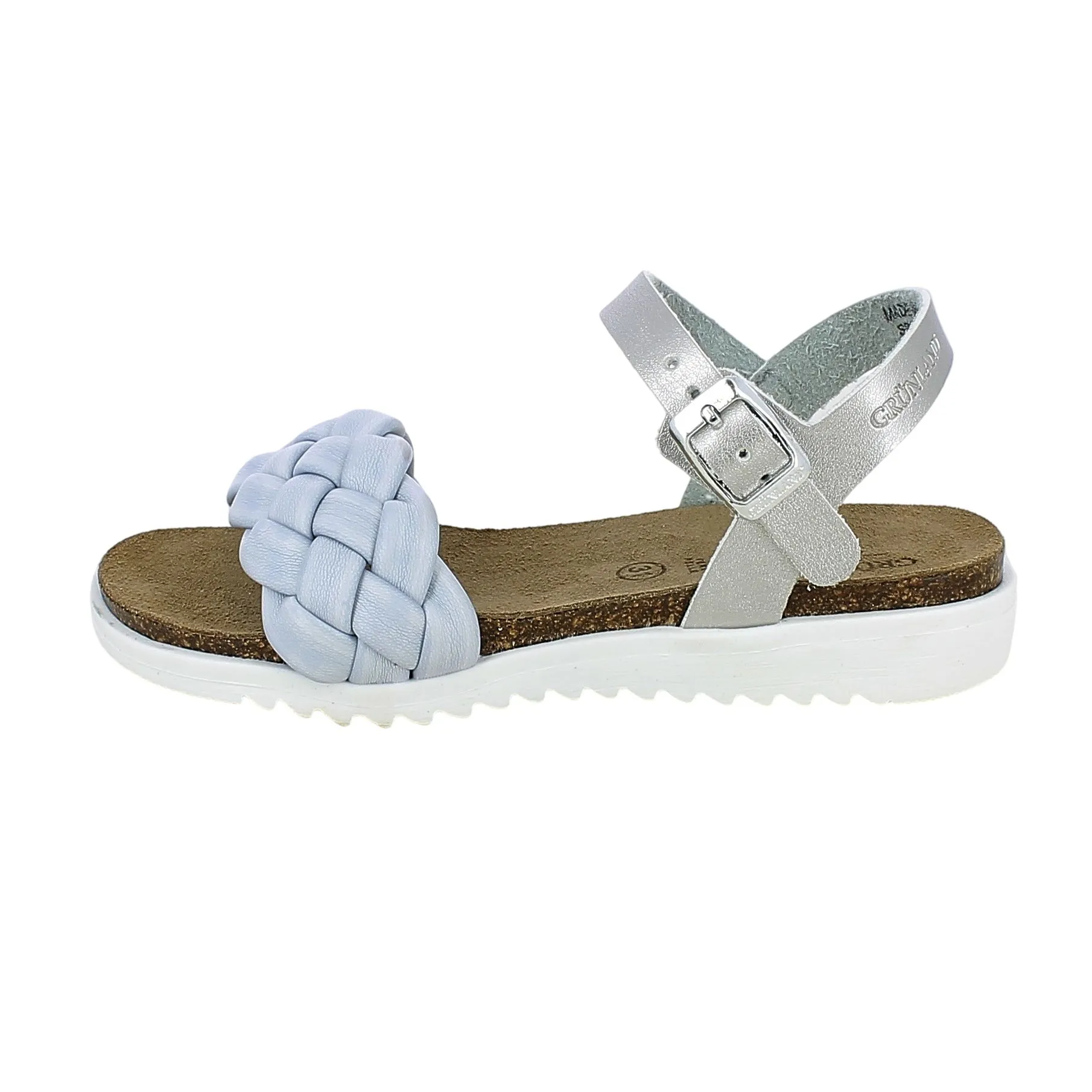 Grunland  Sandalo con intreccio glicine e argento 
