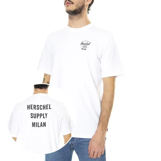 Herschel  Cotton Ex Mil Bwh - Maglietta Girocollo Uomo Bianca    