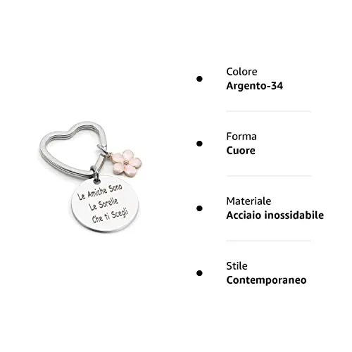 Hightopup Portachiavi cuore amicizia, idee regalo migliore amica compleanno, laurea donna speciale sorella teenager