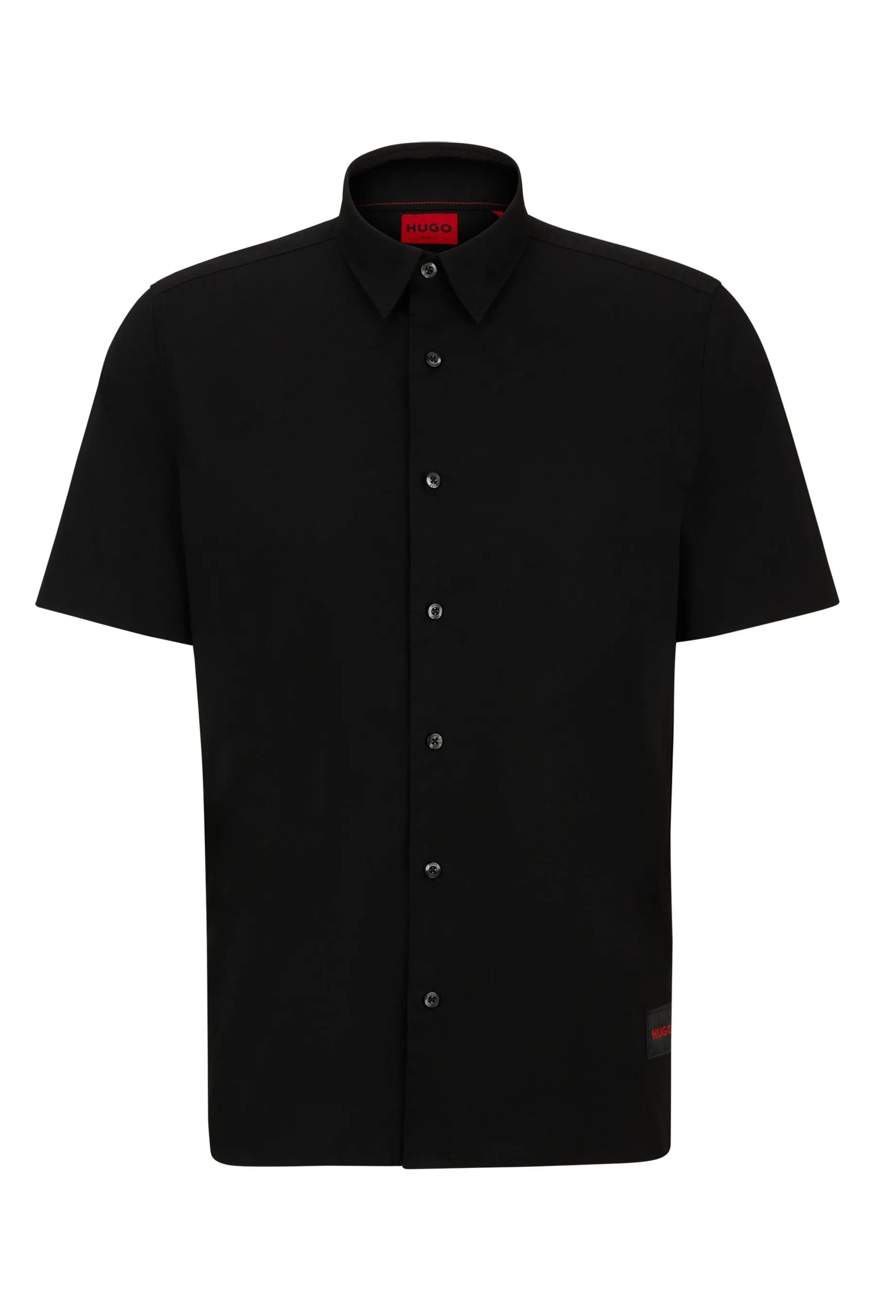 HUGO - Nero vestibilità comoda - Camicia in tela di cotone elasticizzato