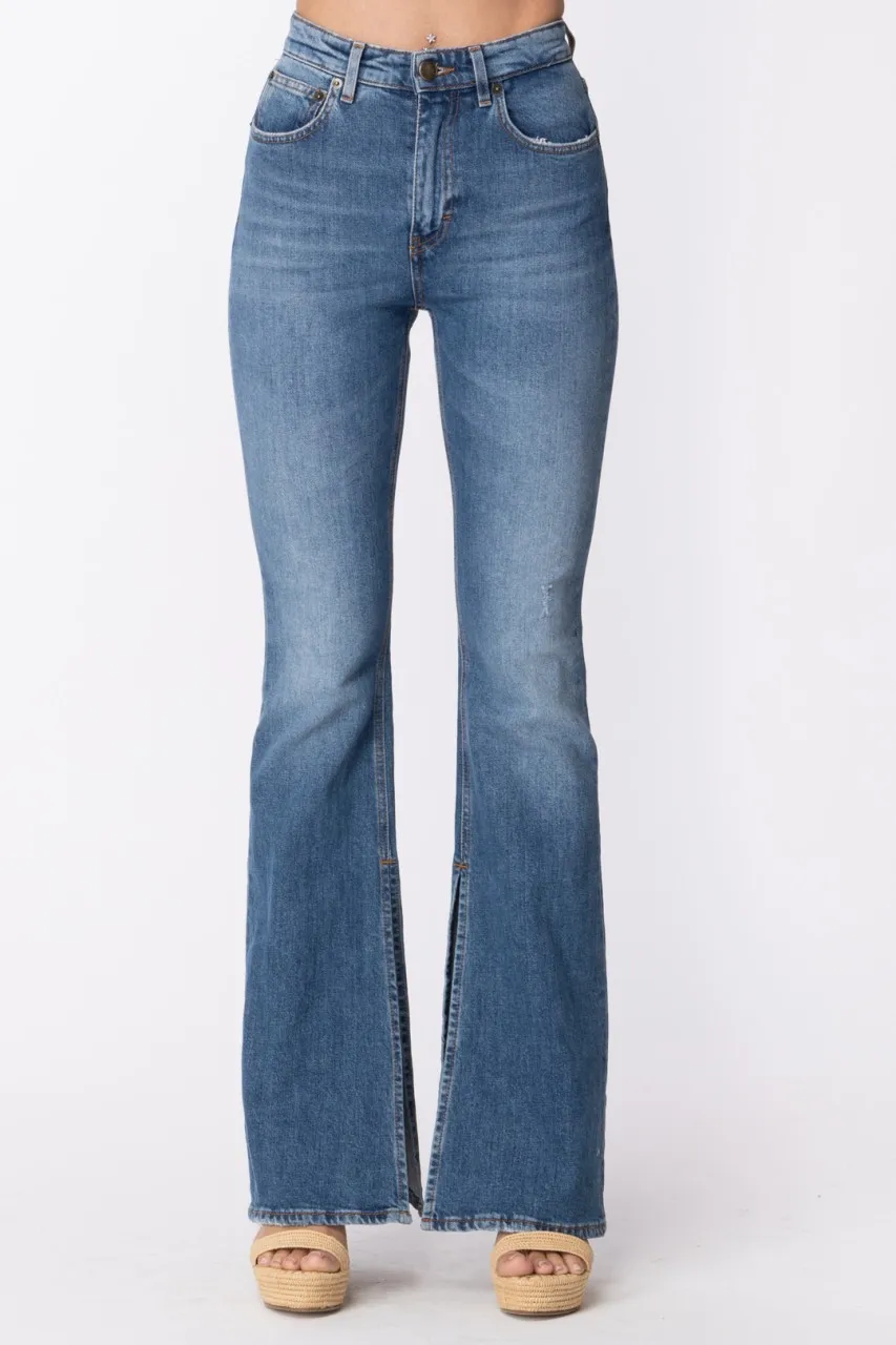 Jeans a zampa Alabama con spacco LIGHT BLUE OLD