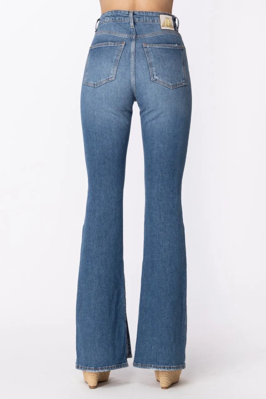 Jeans a zampa Alabama con spacco LIGHT BLUE OLD