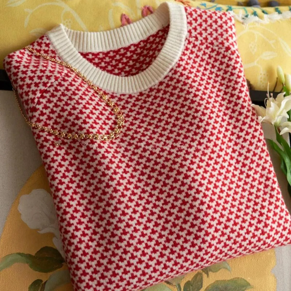 Maglione a bastoncini grossi lavorato a maglia scozzese intrecciato Maglione gotico con collo rotondo spesso da donna