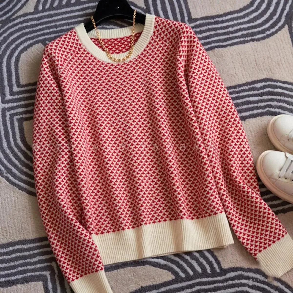 Maglione a bastoncini grossi lavorato a maglia scozzese intrecciato Maglione gotico con collo rotondo spesso da donna
