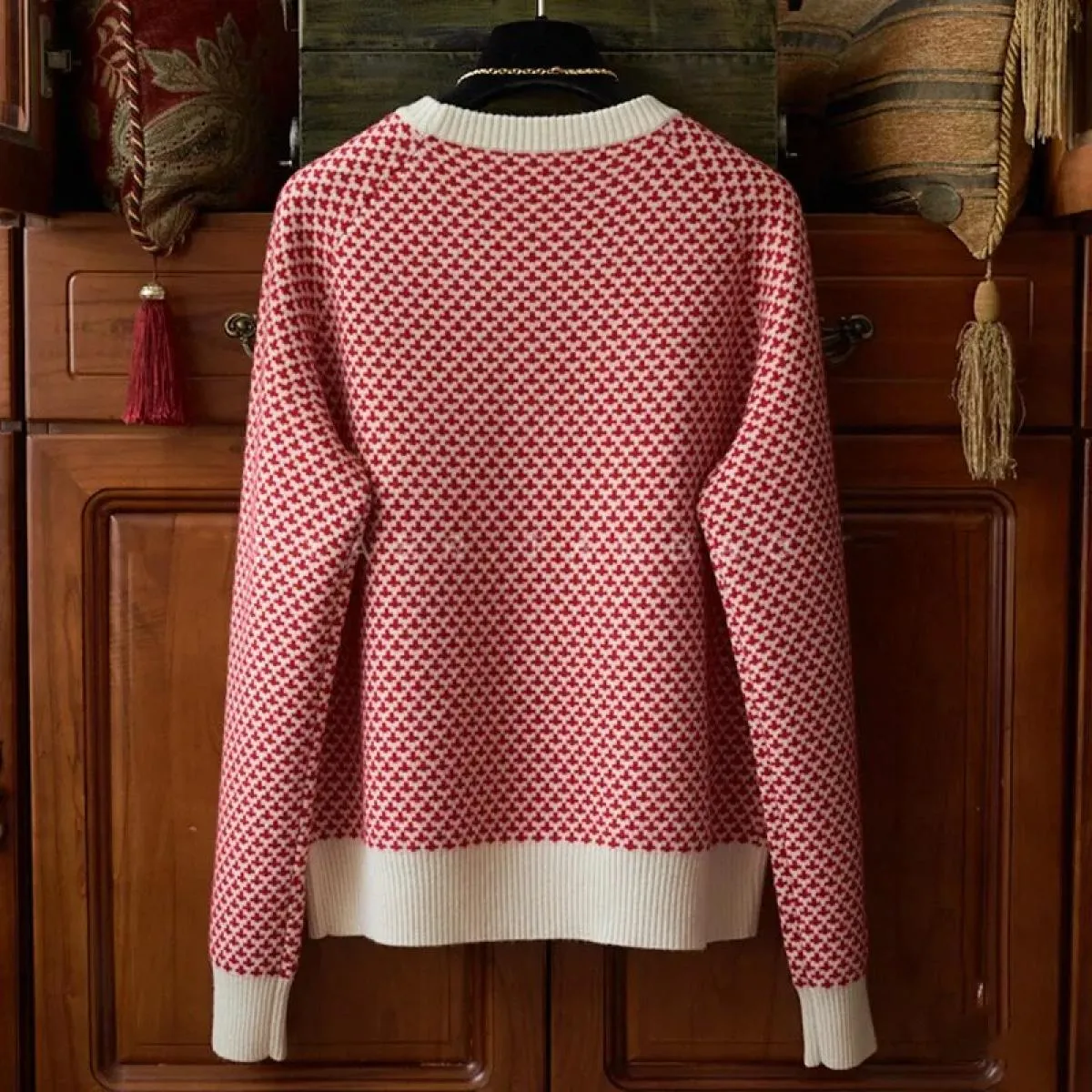 Maglione a bastoncini grossi lavorato a maglia scozzese intrecciato Maglione gotico con collo rotondo spesso da donna