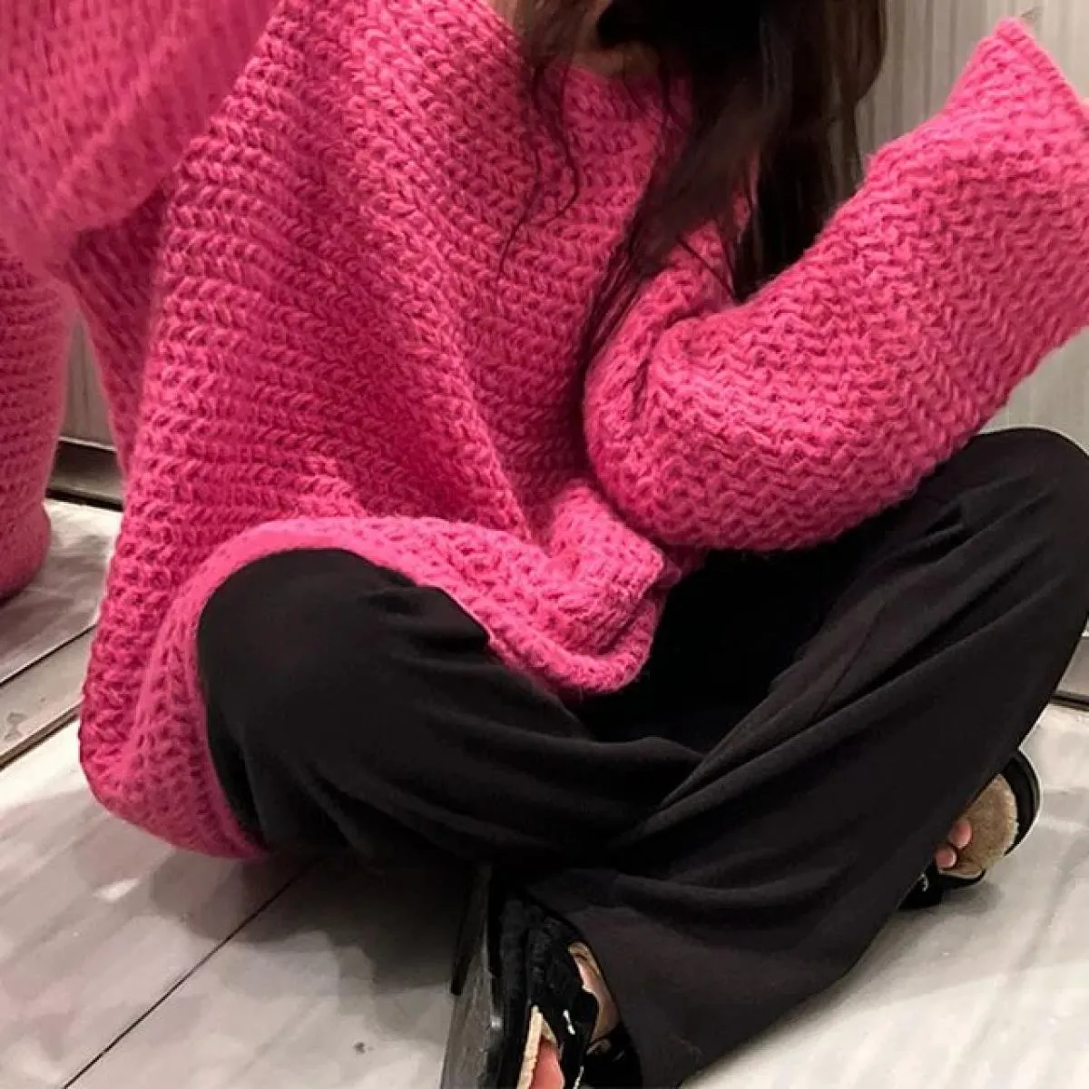 Maglione con ago spesso femminile 2023 Autunno e inverno New Wear Cappotto da donna maglione morbido allentato