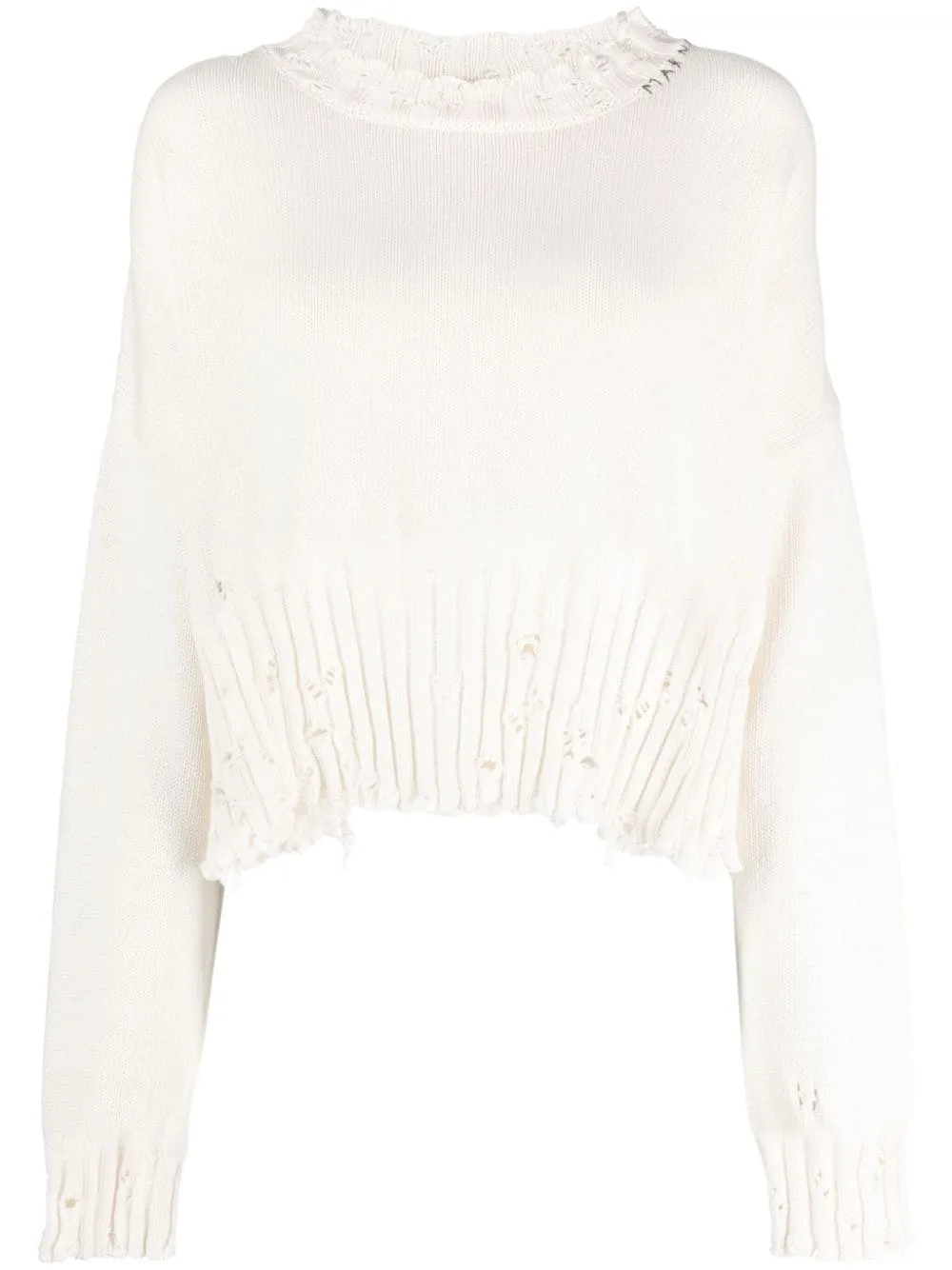Maglione con effetto vissuto in bianco - donna