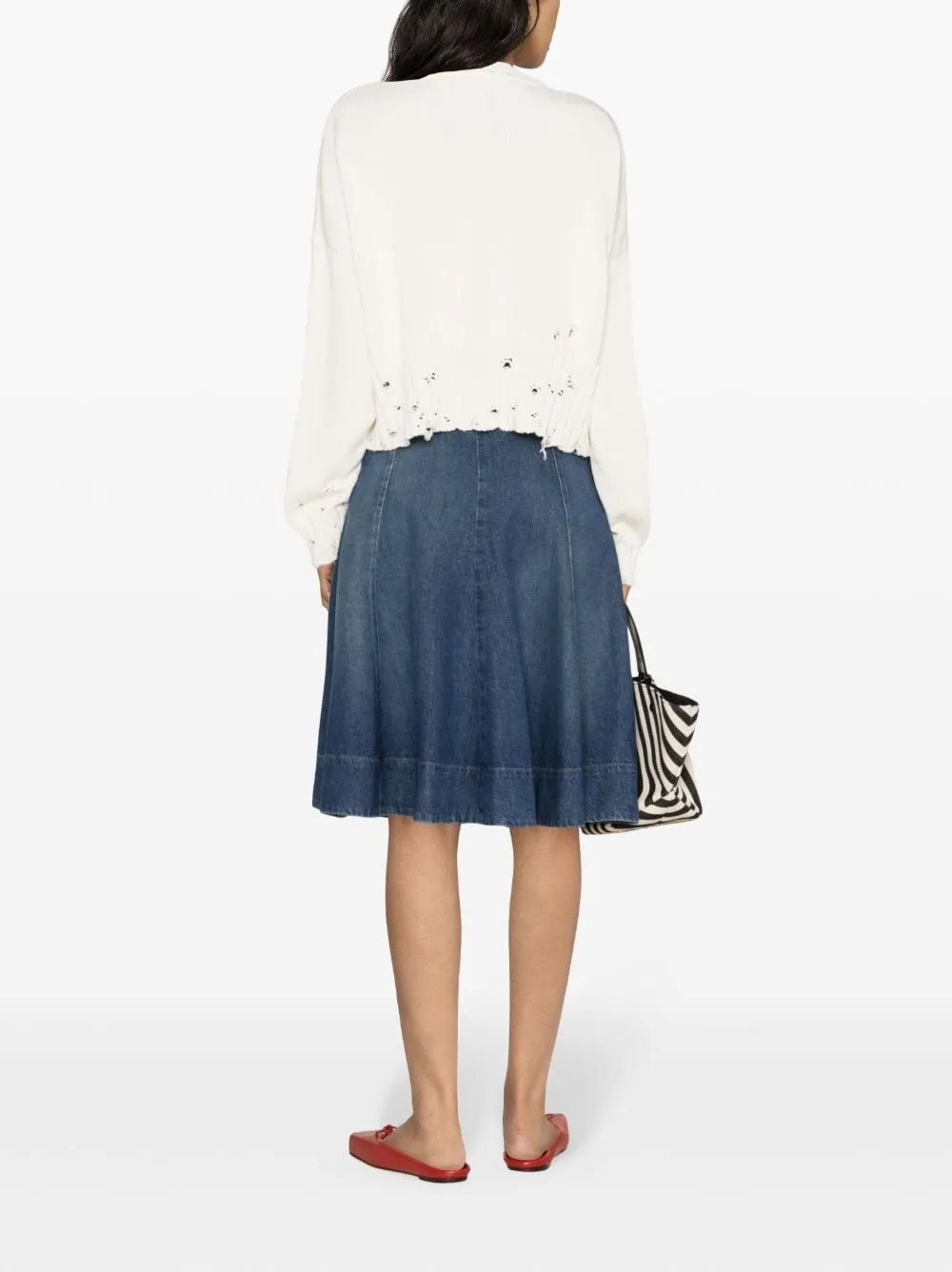 Maglione con effetto vissuto in bianco - donna