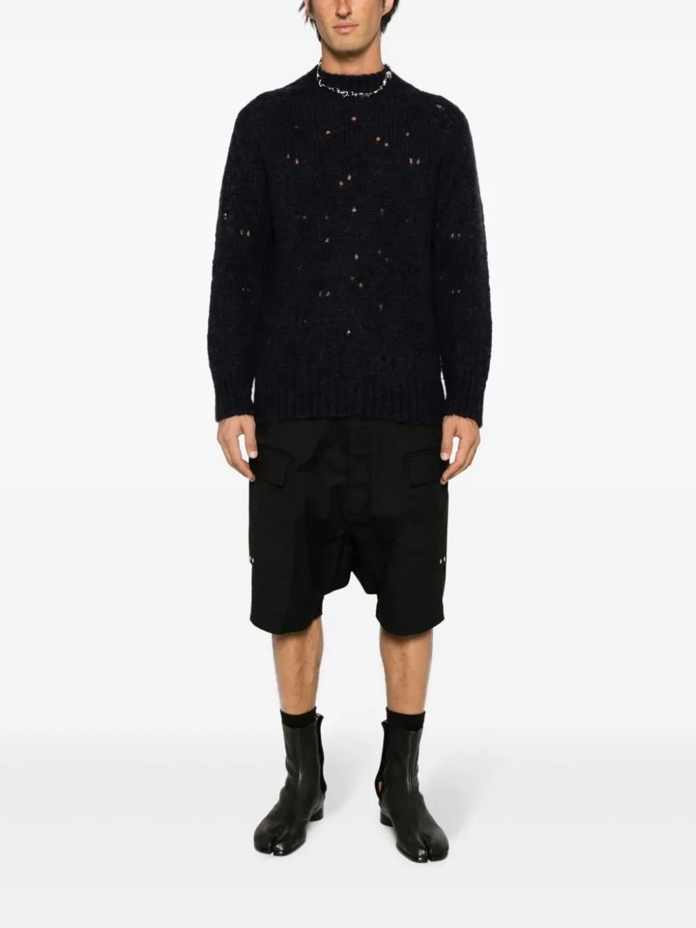 Maglione con effetto vissuto in nero - uomo