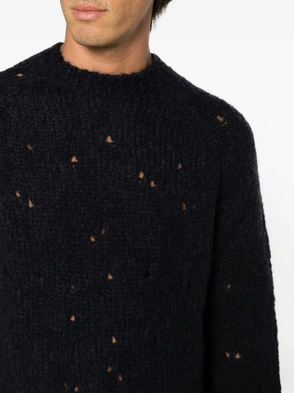Maglione con effetto vissuto in nero - uomo