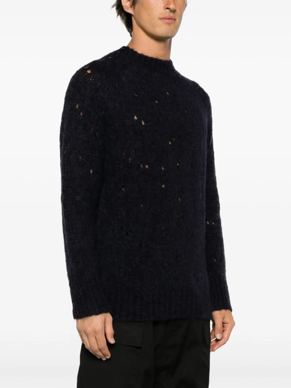 Maglione con effetto vissuto in nero - uomo