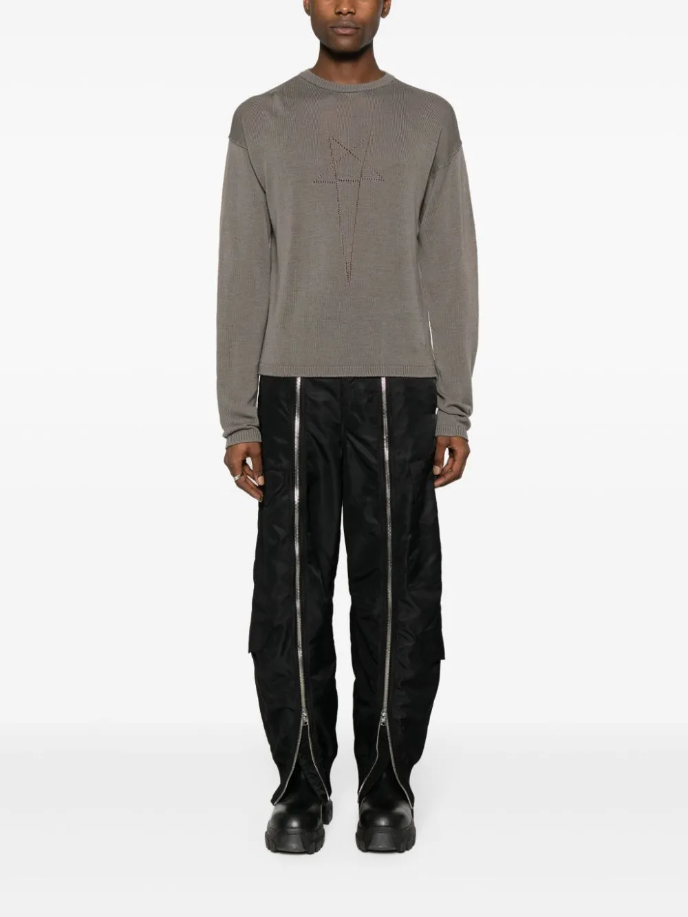 Maglione con motivo stella in grigio - uomo
