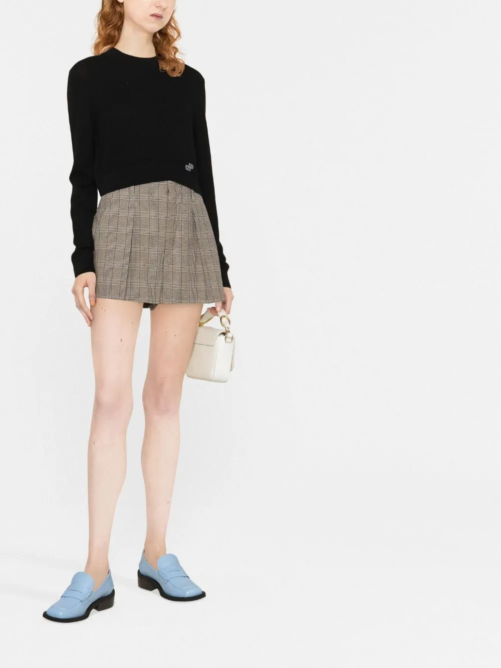 Maglione crop con applicazione in nero - donna