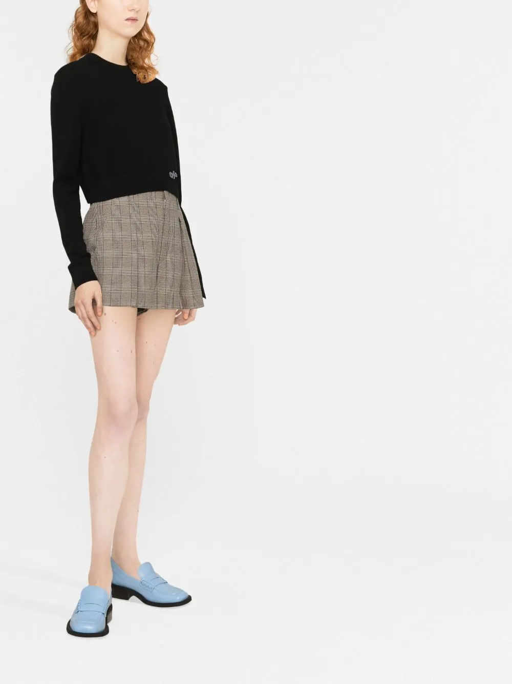 Maglione crop con applicazione in nero - donna