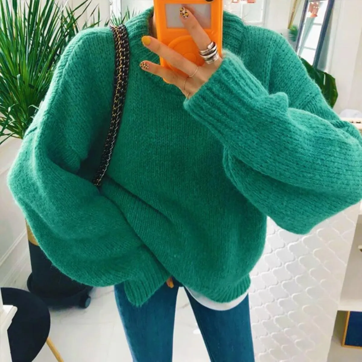 Maglione O Collo Pullover Maglione lavorato a maglia Inverno Nuove magliette Maglioni a maniche lunghe da donna