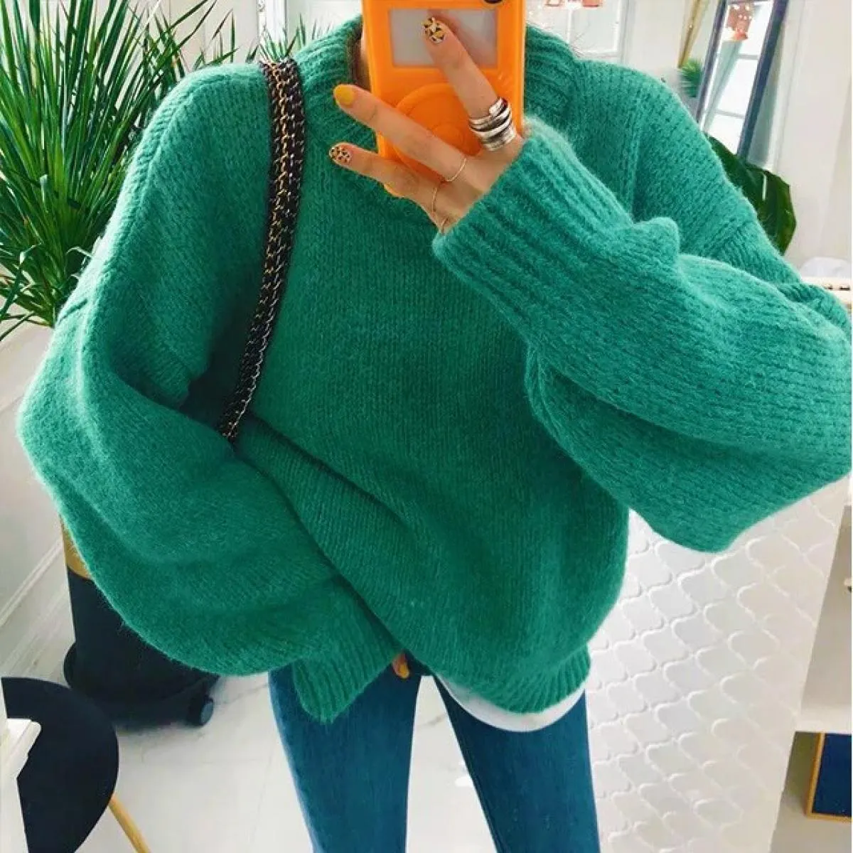 Maglione O Collo Pullover Maglione lavorato a maglia Inverno Nuove magliette Maglioni a maniche lunghe da donna