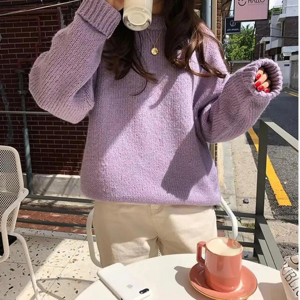 Maglione O Collo Pullover Maglione lavorato a maglia Inverno Nuove magliette Maglioni a maniche lunghe da donna