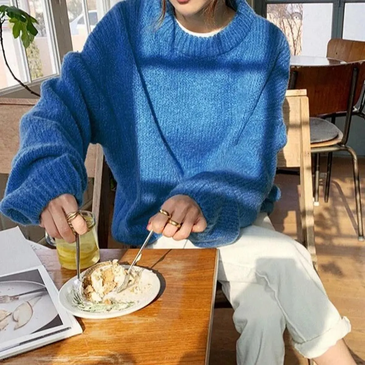 Maglione O Collo Pullover Maglione lavorato a maglia Inverno Nuove magliette Maglioni a maniche lunghe da donna