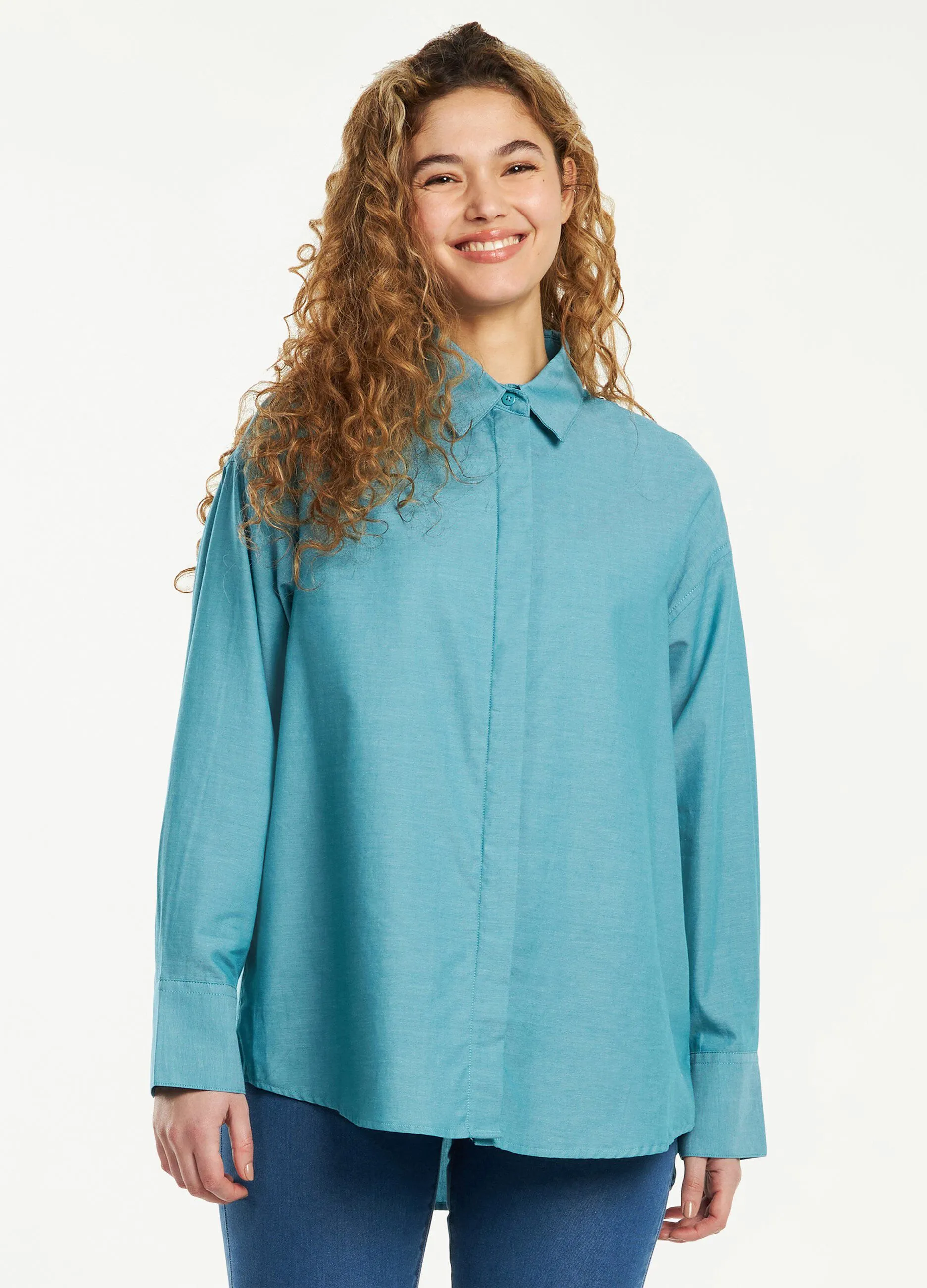 Maxi camicia in puro cotone oxford donna