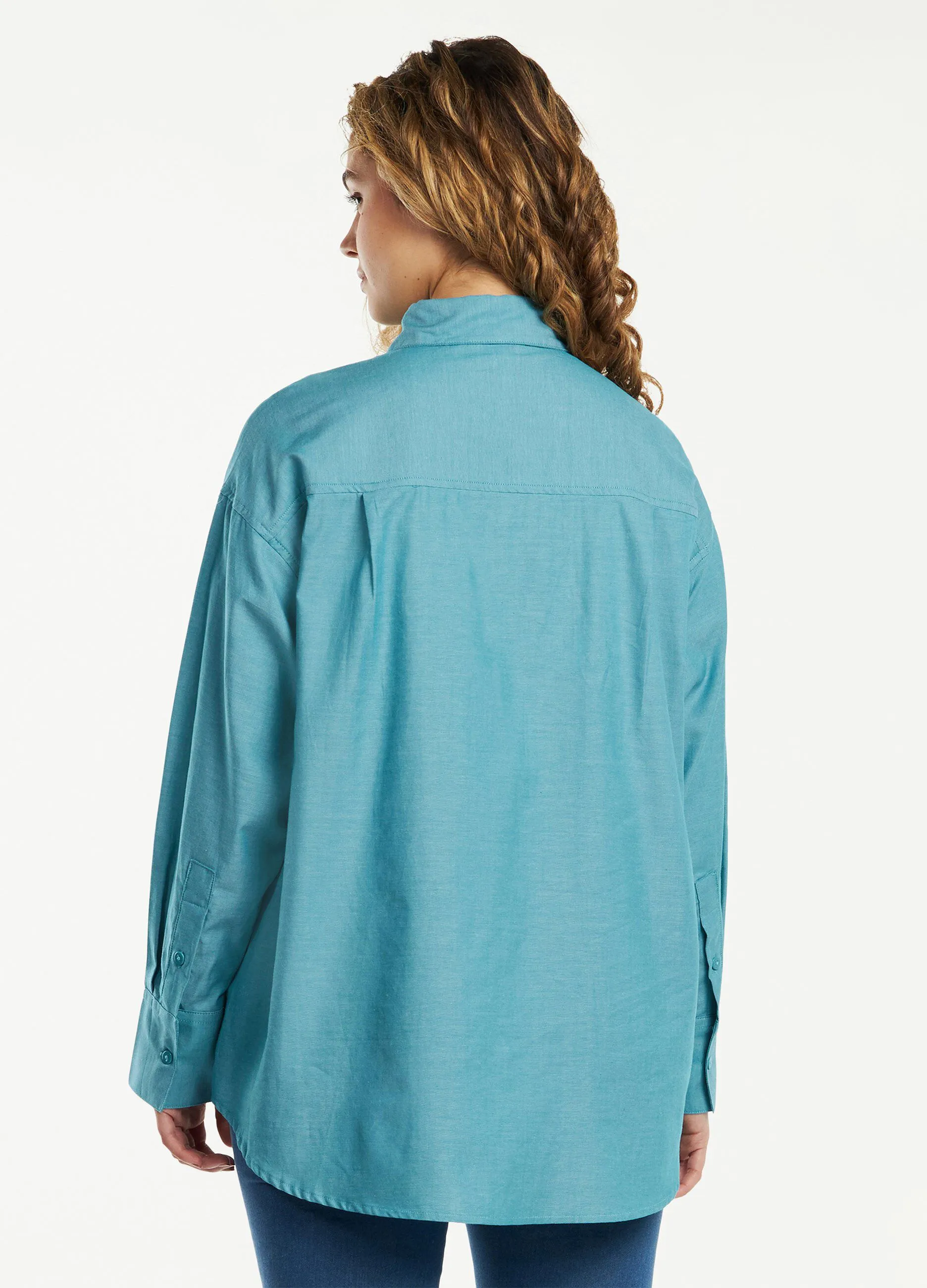Maxi camicia in puro cotone oxford donna