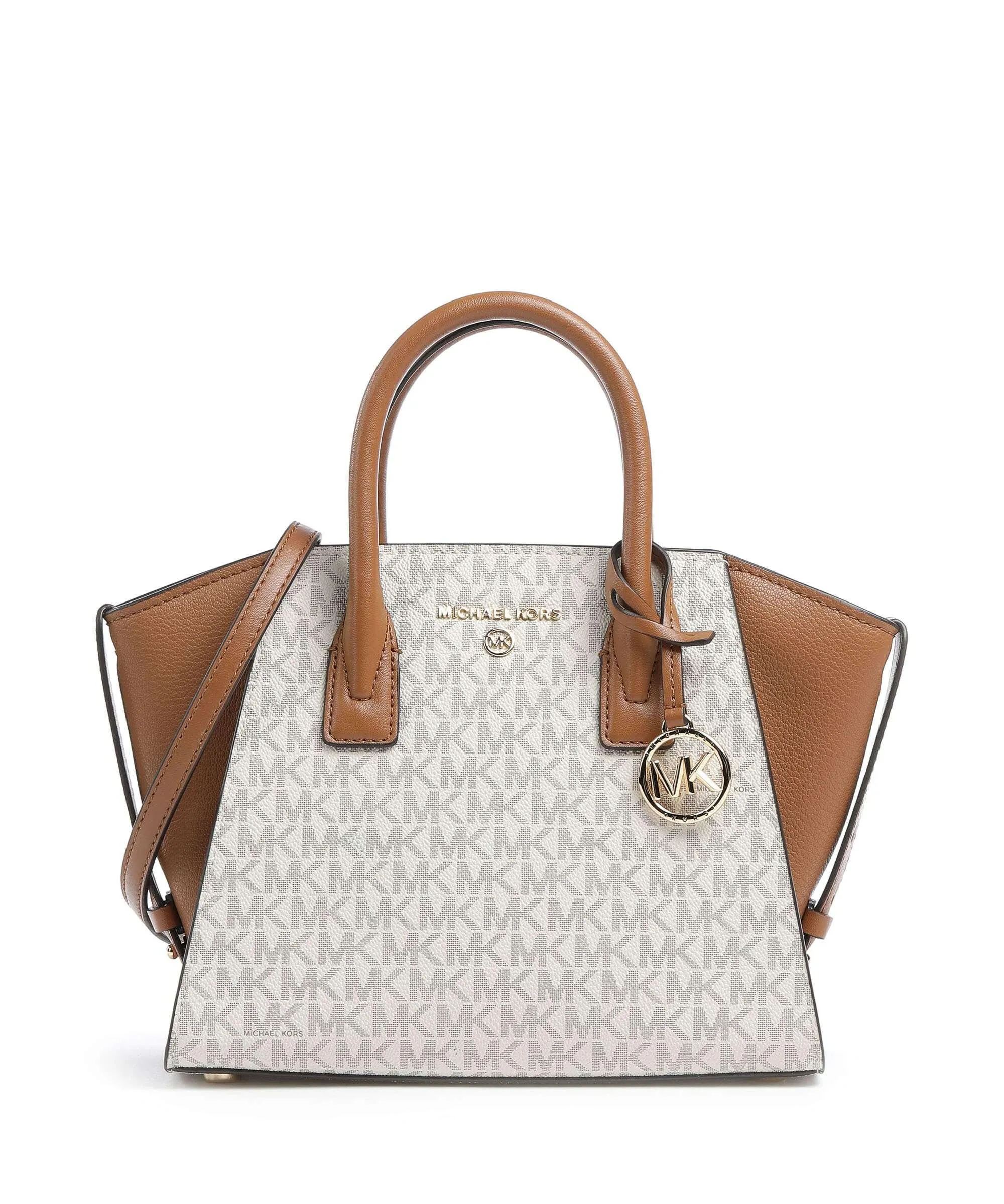  Michael Kors Avril Borsa a mano tela, pelle granulata avorio/marrone  