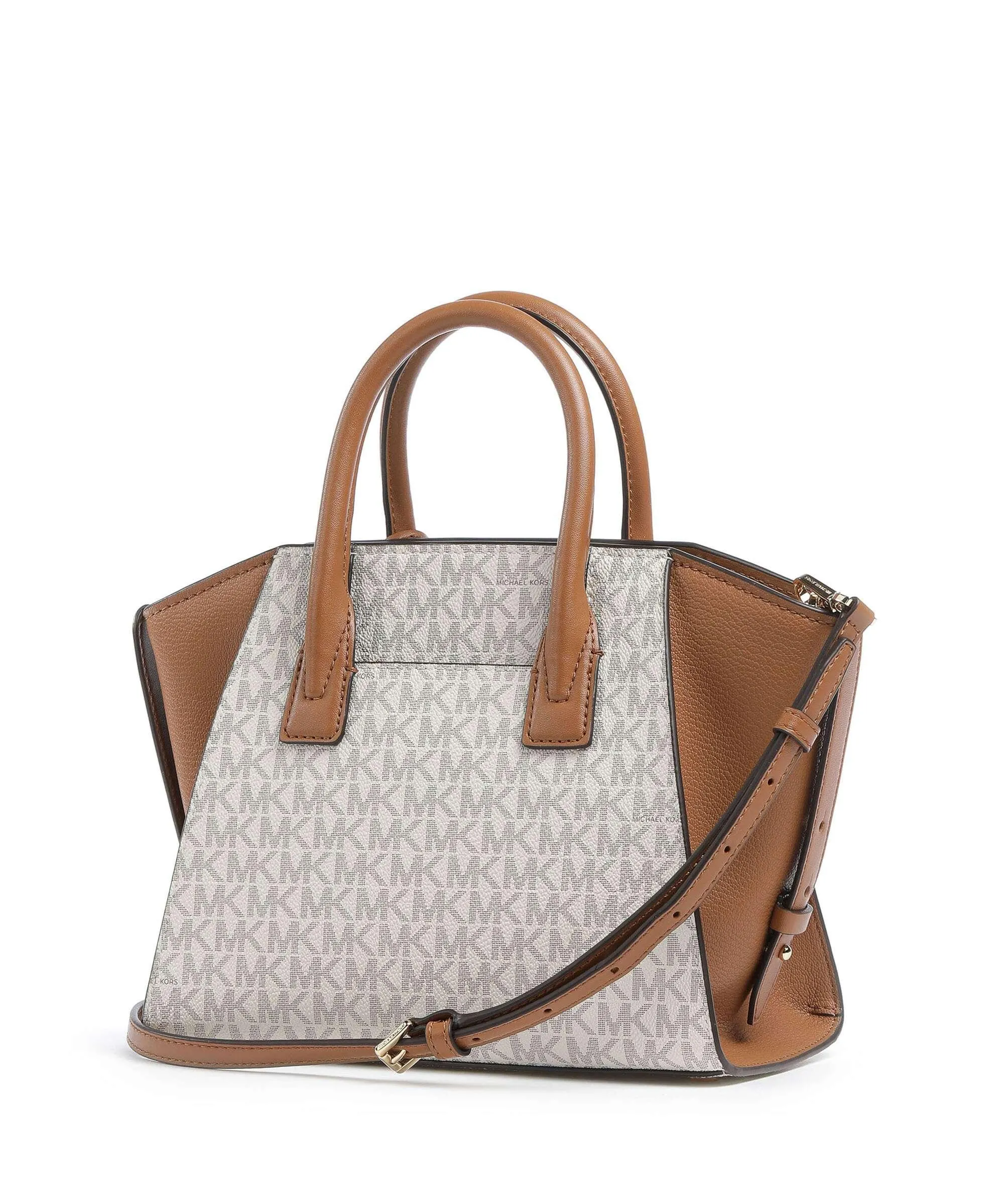  Michael Kors Avril Borsa a mano tela, pelle granulata avorio/marrone  