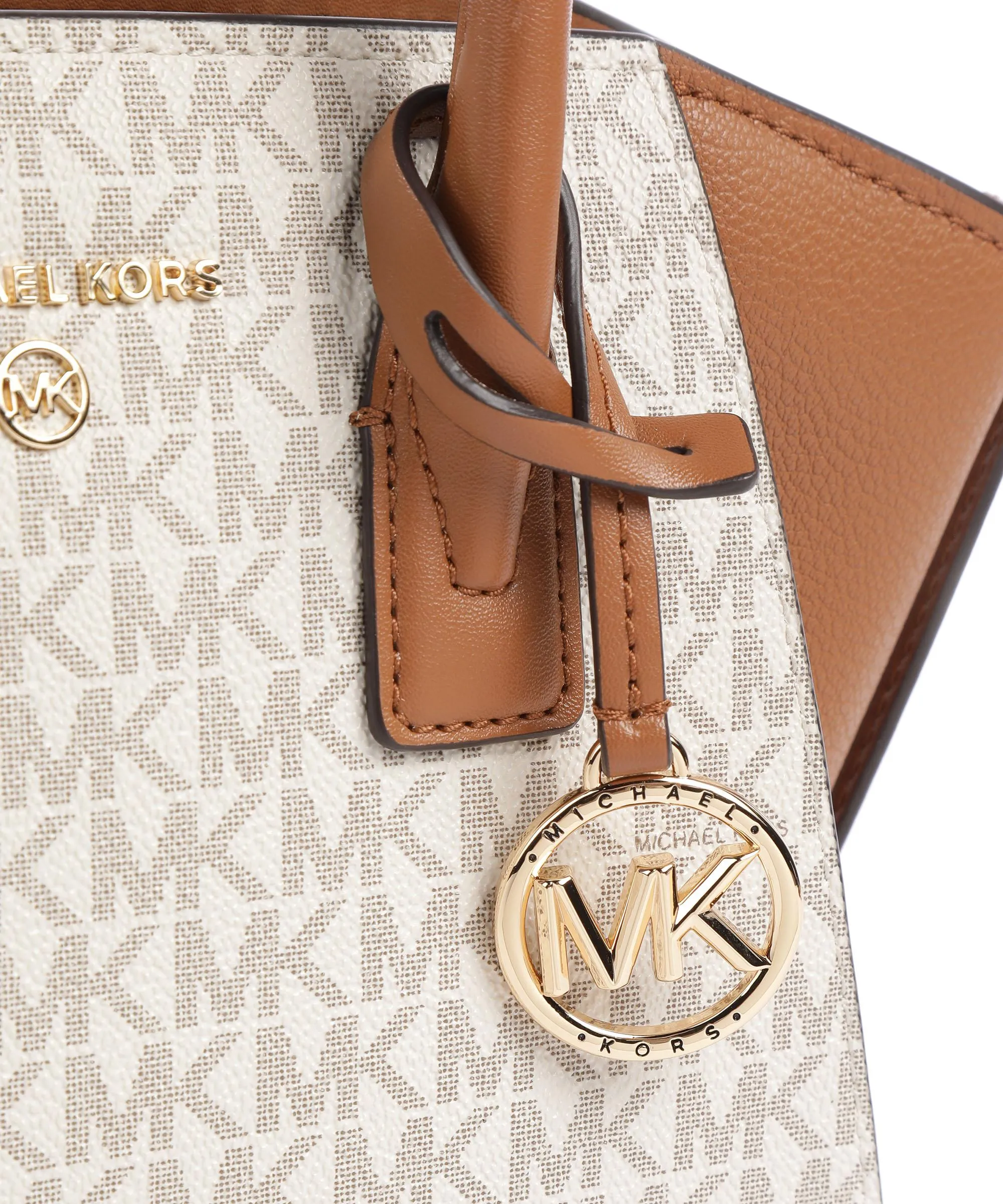  Michael Kors Avril Borsa a mano tela, pelle granulata avorio/marrone  