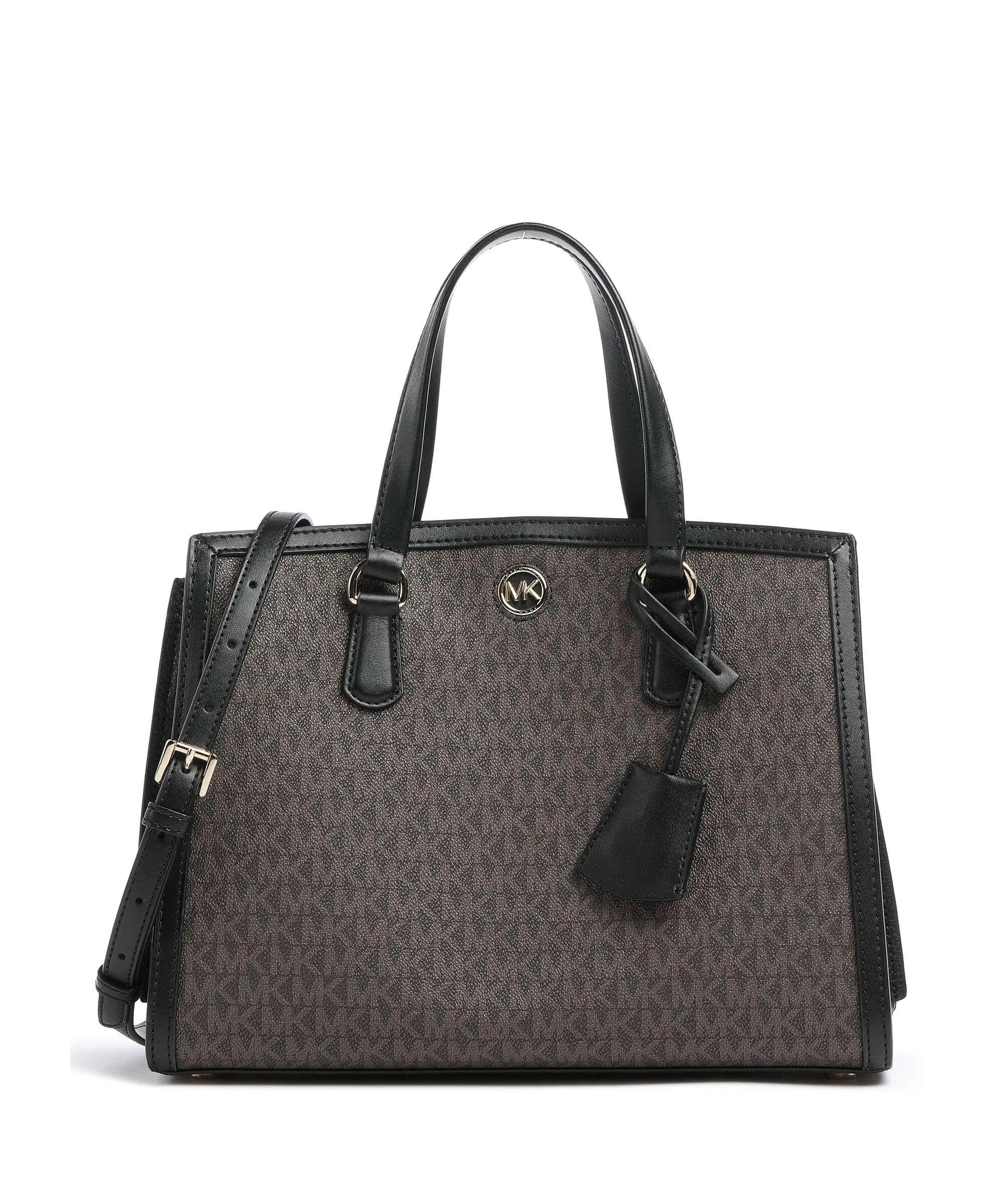  Michael Kors Chantal Borsa a mano tela, pelle di vacchetta grana marrone scuro  
