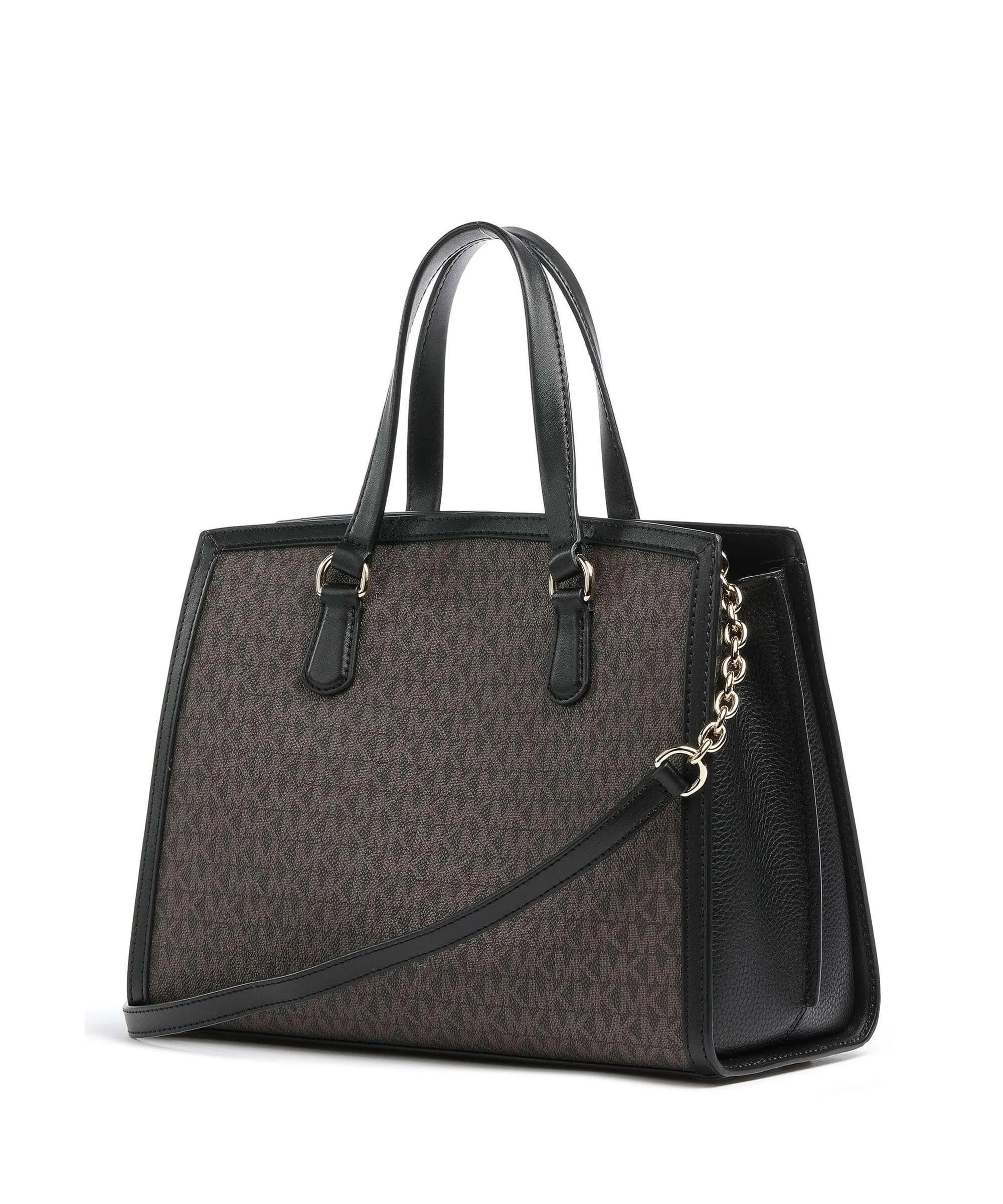  Michael Kors Chantal Borsa a mano tela, pelle di vacchetta grana marrone scuro  