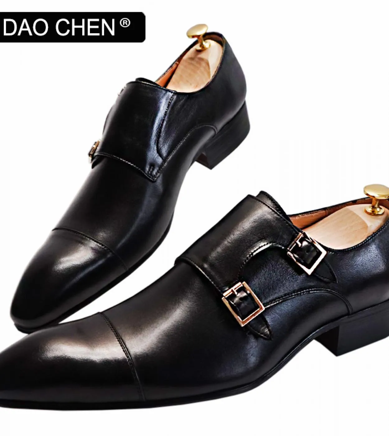 Mocassini da uomo dal design classico Scarpe con cinturino doppio monaco Scarpe da uomo in vera pelle Scarpe eleganti da uomo da