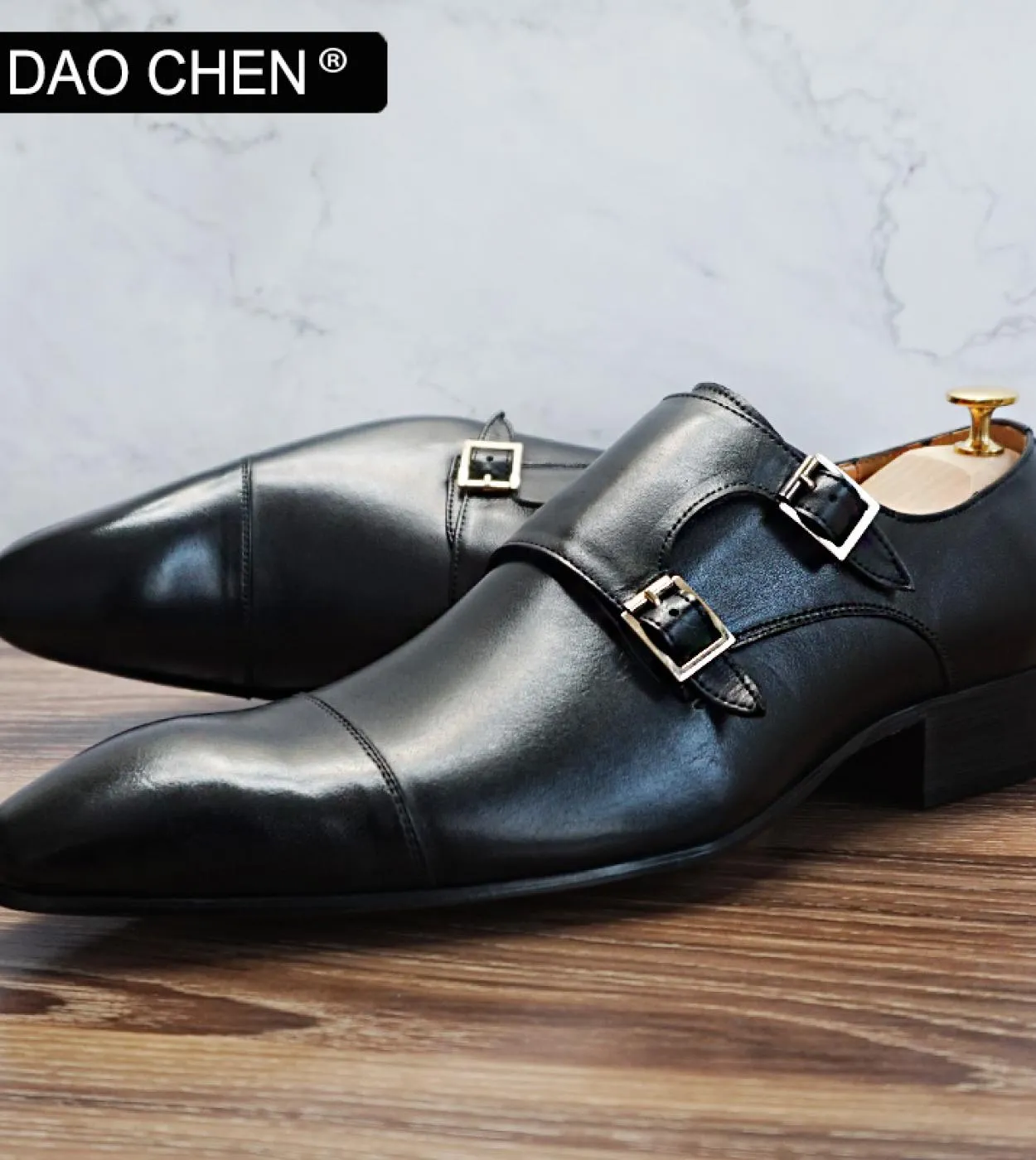 Mocassini da uomo dal design classico Scarpe con cinturino doppio monaco Scarpe da uomo in vera pelle Scarpe eleganti da uomo da