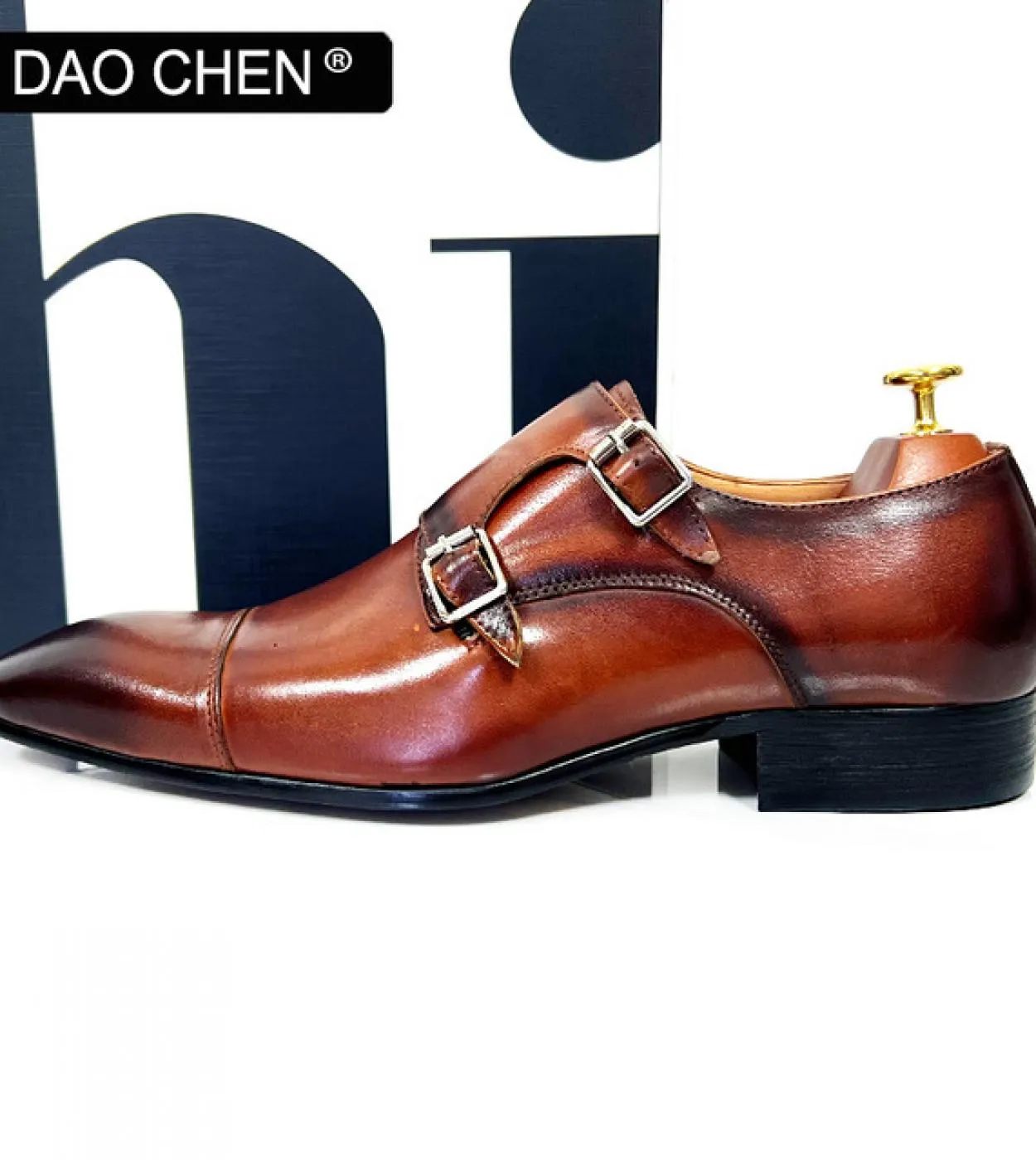 Mocassini da uomo dal design classico Scarpe con cinturino doppio monaco Scarpe da uomo in vera pelle Scarpe eleganti da uomo da