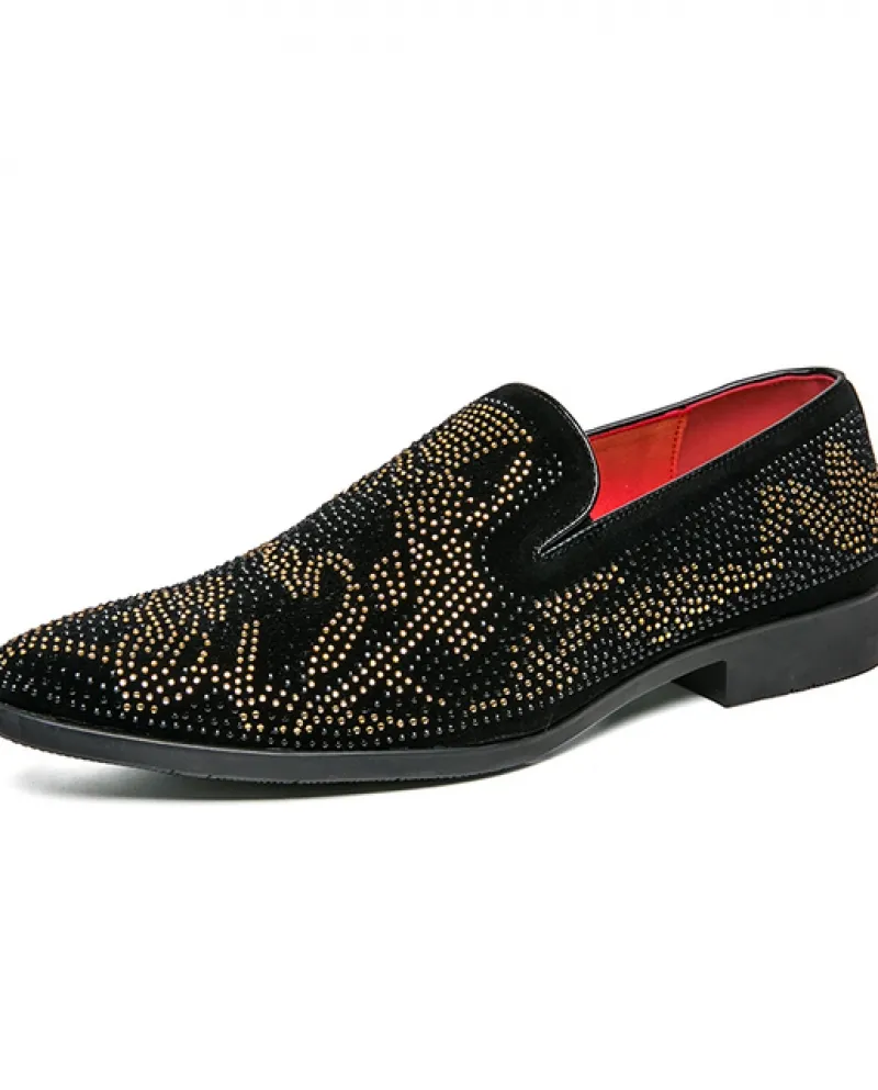 Mocassini dorati di marca di lusso Slip On Scarpe da discoteca Scarpe casual in pelle Scarpe da uomo Comode scarpe da mocassino
