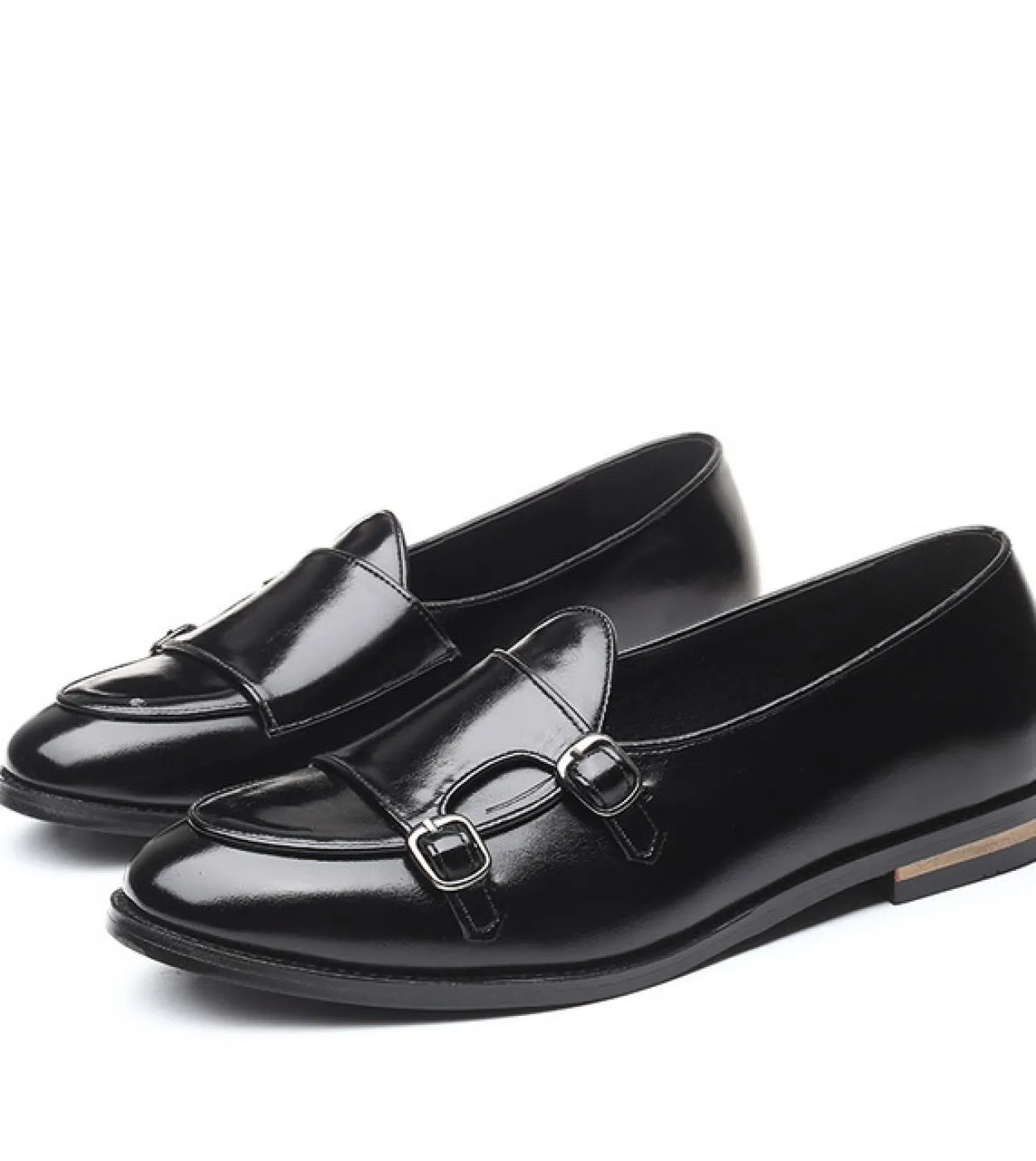 Mocassini Scarpe da uomo Pu Tinta unita Moda Business Casual Festa di nozze Punta tonda Monk Doppia fibbia Scarpe eleganti class