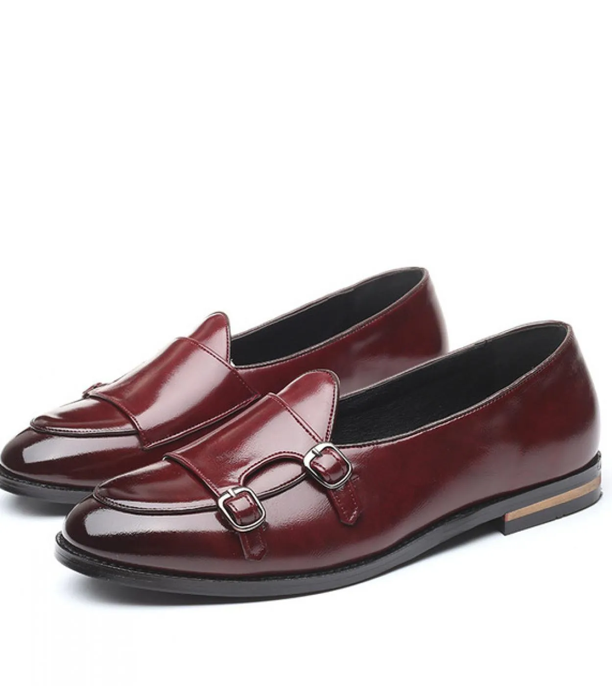 Mocassini Scarpe da uomo Pu Tinta unita Moda Business Casual Festa di nozze Punta tonda Monk Doppia fibbia Scarpe eleganti class